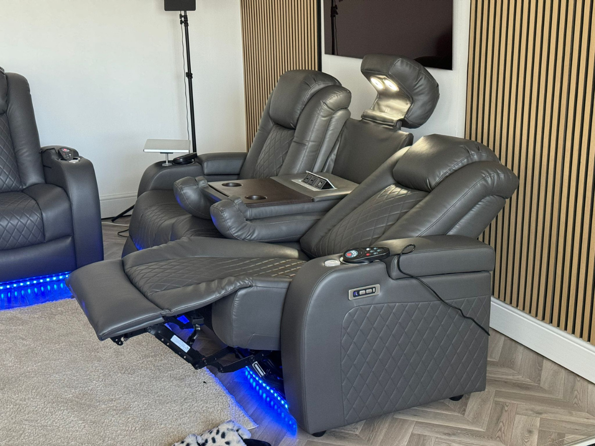 Tech 8 Smart 3 Seater Recliner Sofa Grey | Electric Recliner Sofa