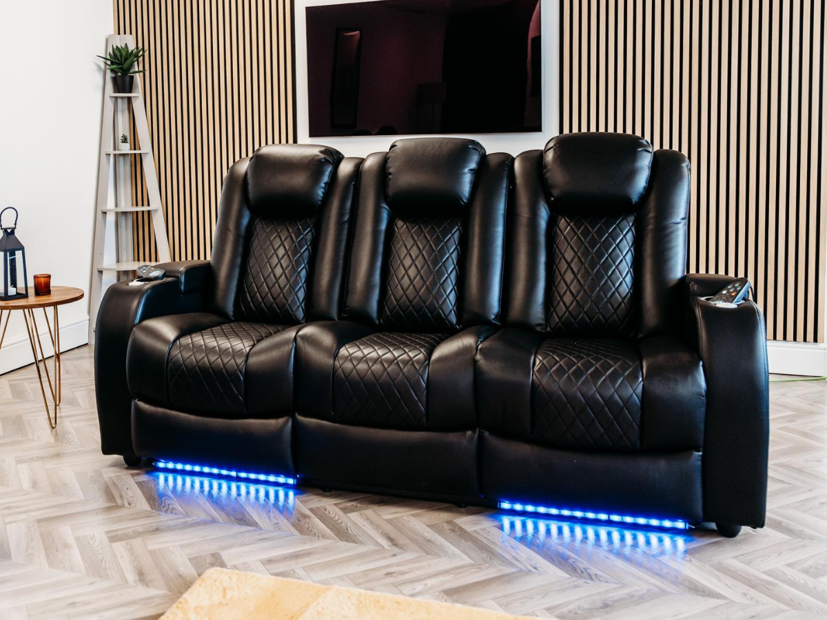 Tech 8 Smart 3 Seater Electric Recliner Sofa Black