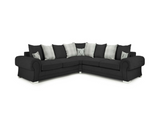 Verona 5 Seater Corner Fabric Black Sofa