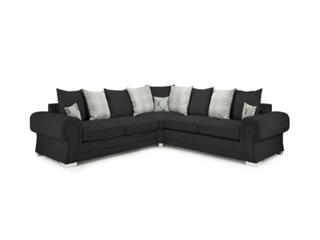Verona 5 Seater Corner Fabric Black Sofa