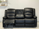 Vinson 3 Seater Electric Recliner Sofa Black Aire Leather