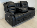 Vinson 3+2 Electric Recliner Sofa Set Black Aire Leather