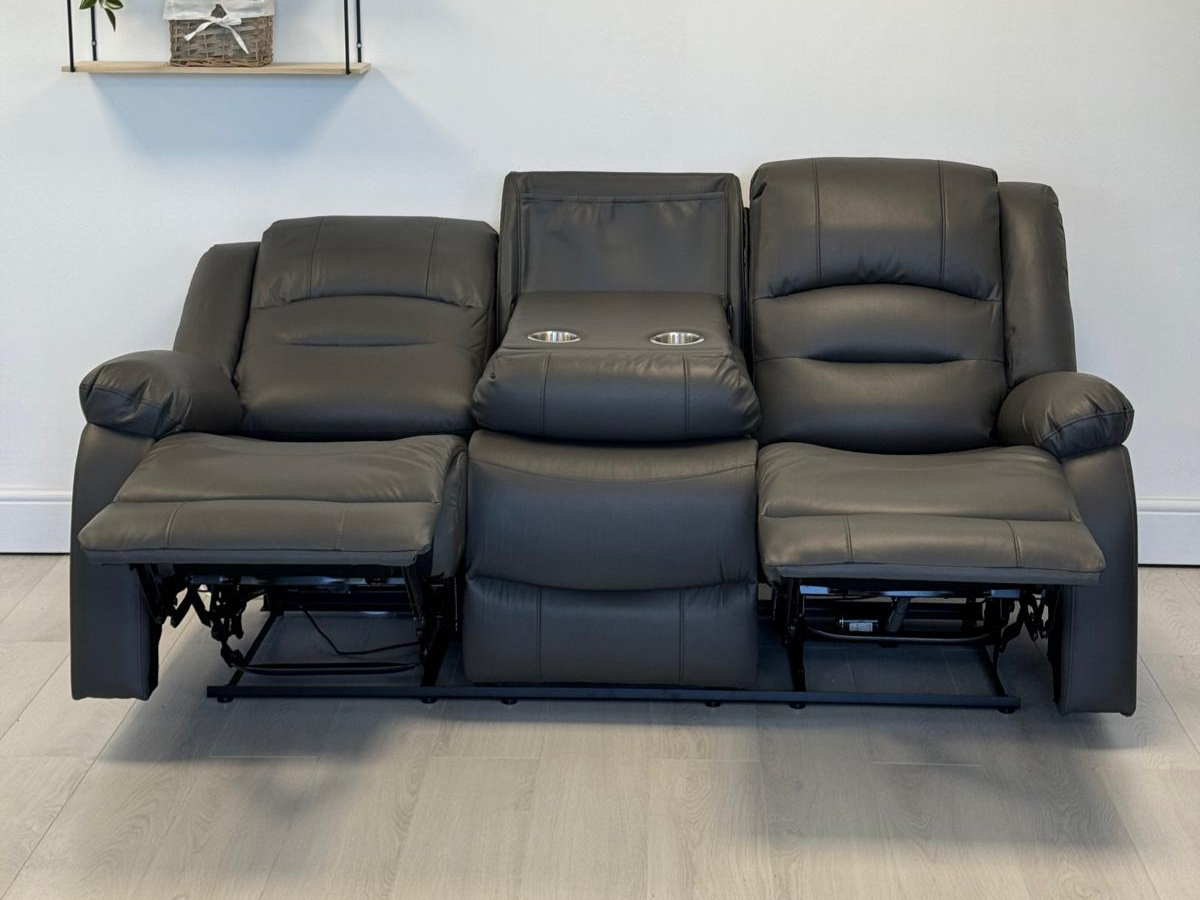 Vinson 3 Seater Electric Recliner Sofa Grey Aire Leather