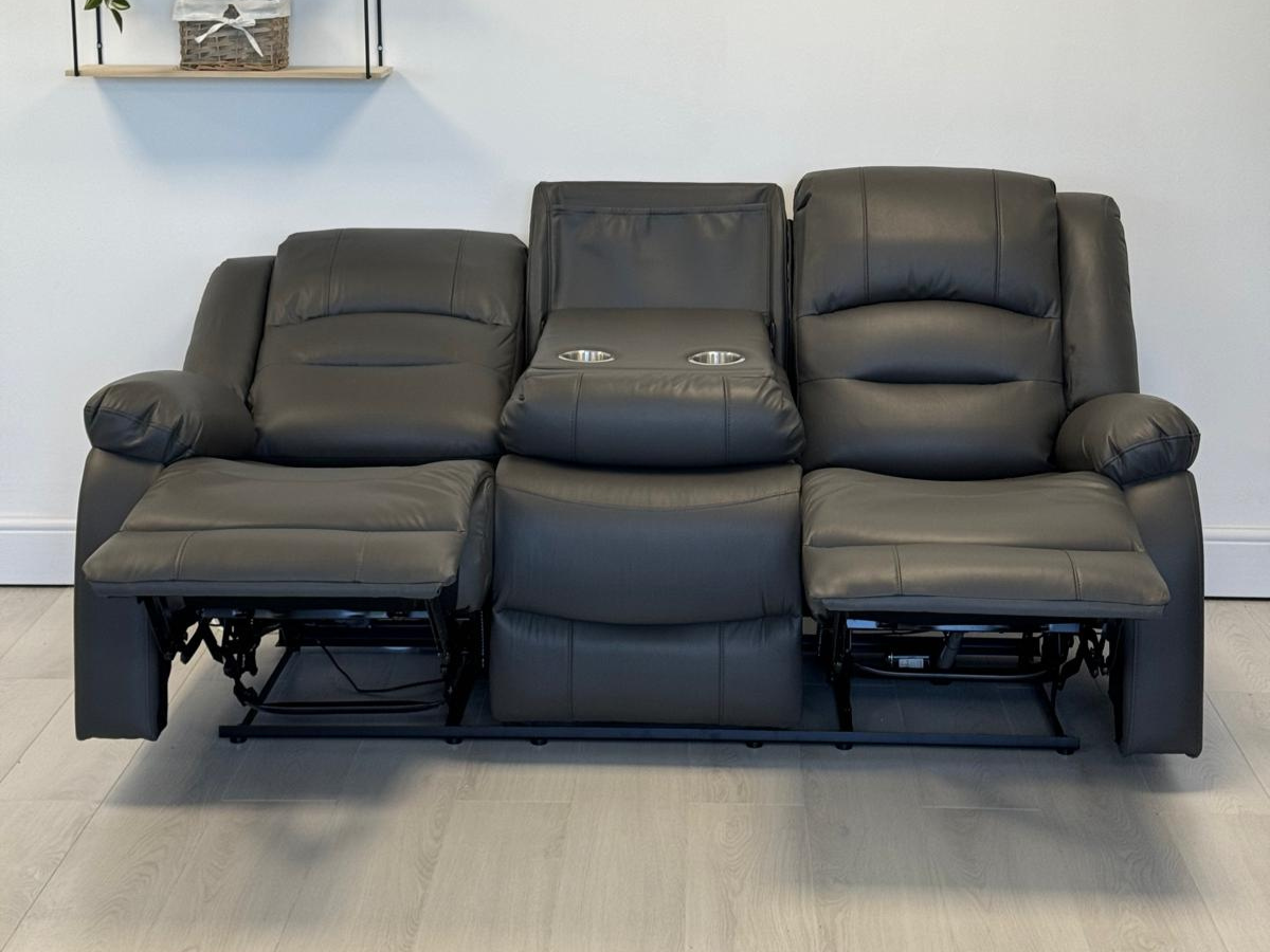 Vinson 3+2+1 Electric Recliner Sofa Set Grey Aire Leather