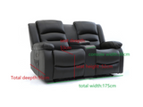 Vinson 2 Seater Electric Recliner Sofa Black Faux Leather