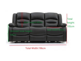 Vinson 3 Seater Electric Recliner Sofa Black Faux Leather