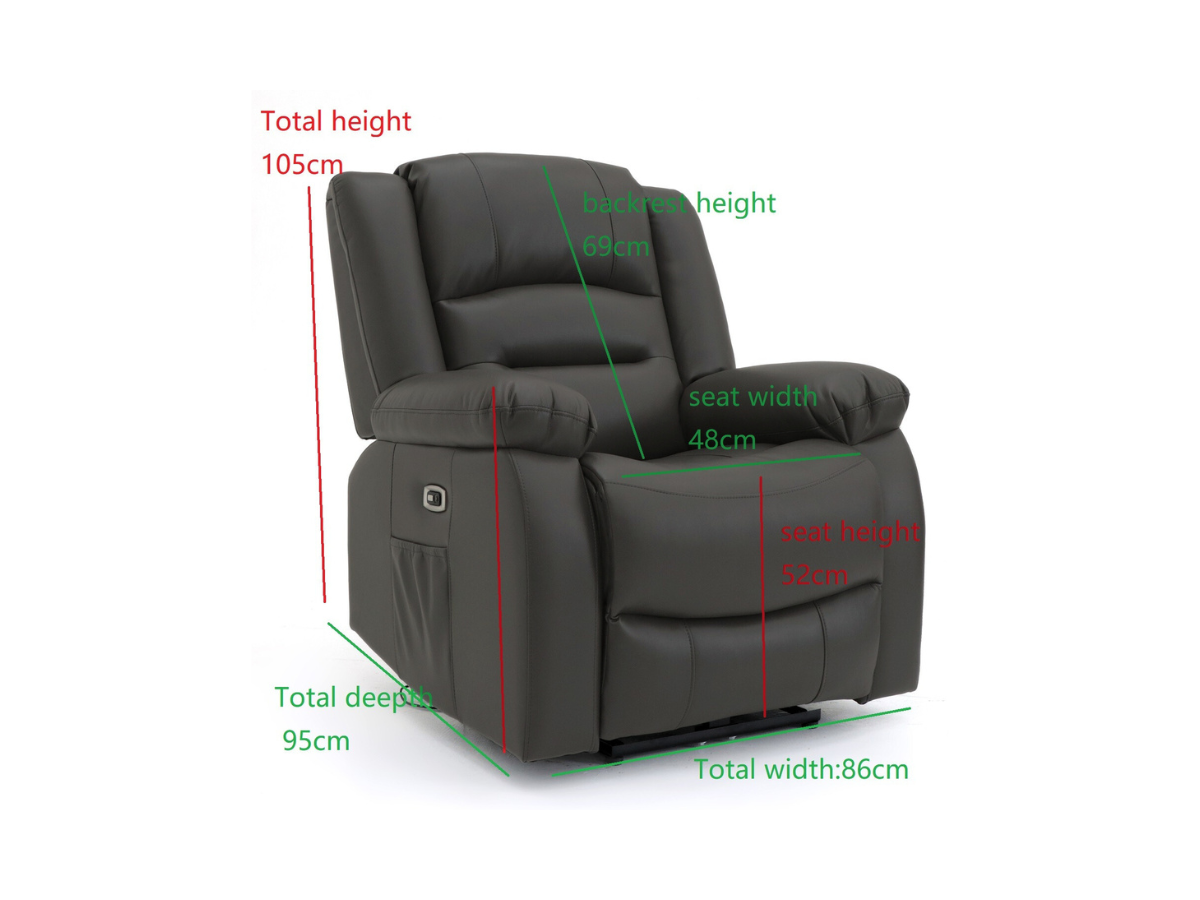 Vinson Electric Recliner Armchair Black Faux Leather