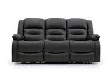 Vinson 3 Seater Electric Recliner Sofa Black Aire Leather