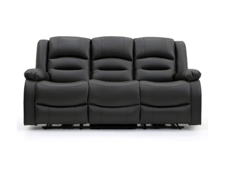 Vinson 3 Seater Electric Recliner Sofa Black Aire Leather