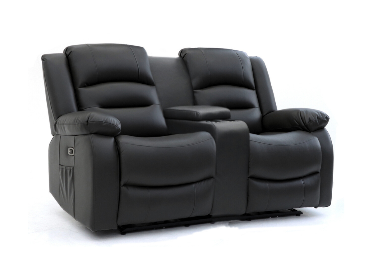 Vinson 3+2 Electric Recliner Sofa Set Black Faux Leather