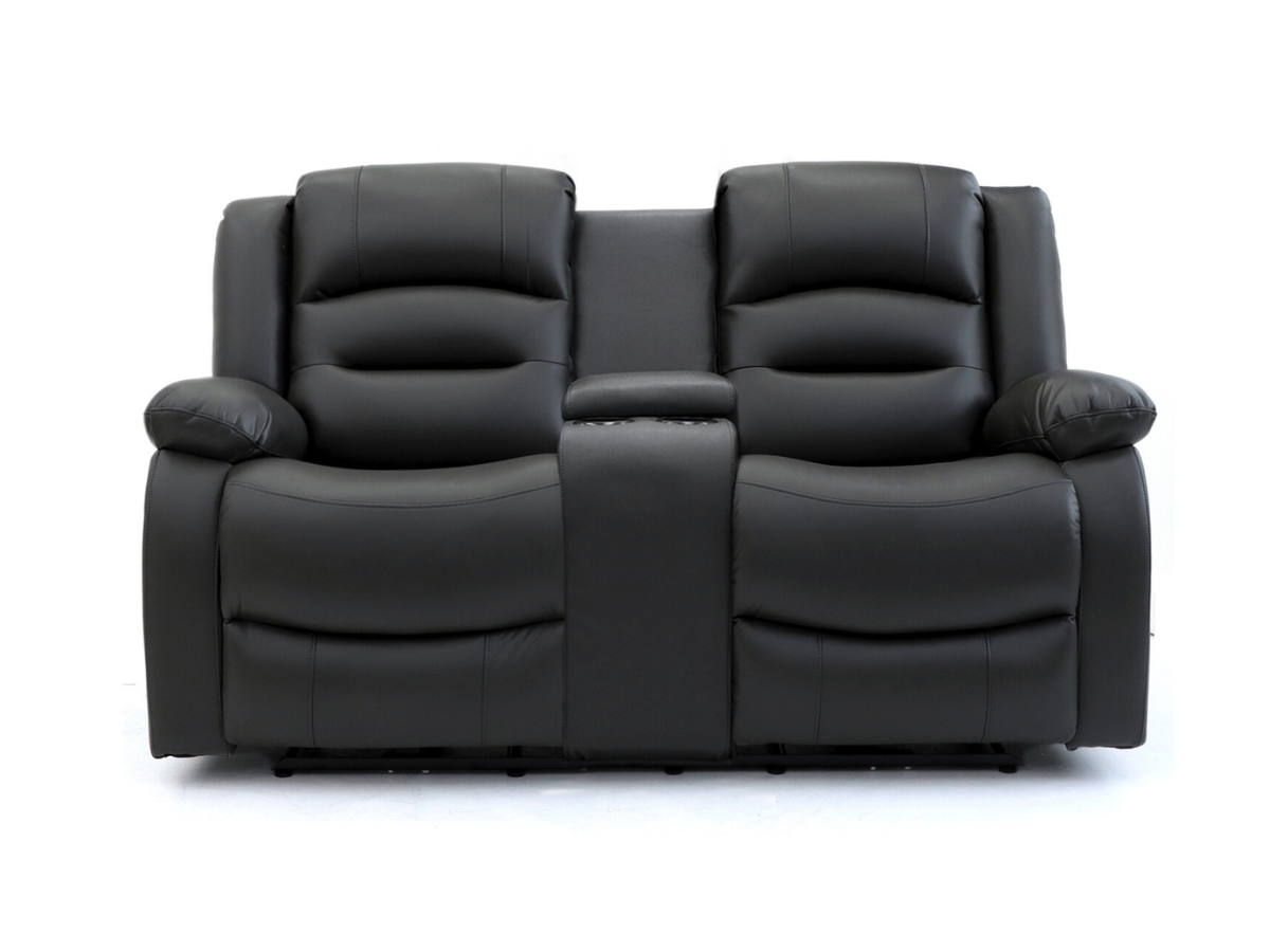 Vinson 3+2 Electric Recliner Sofa Set Black Faux Leather