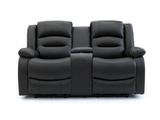Vinson 3+2 Electric Recliner Sofa Set Black Faux Leather