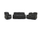 Vinson 3+2+1 Electric Recliner Sofa Set Black Aire Leather