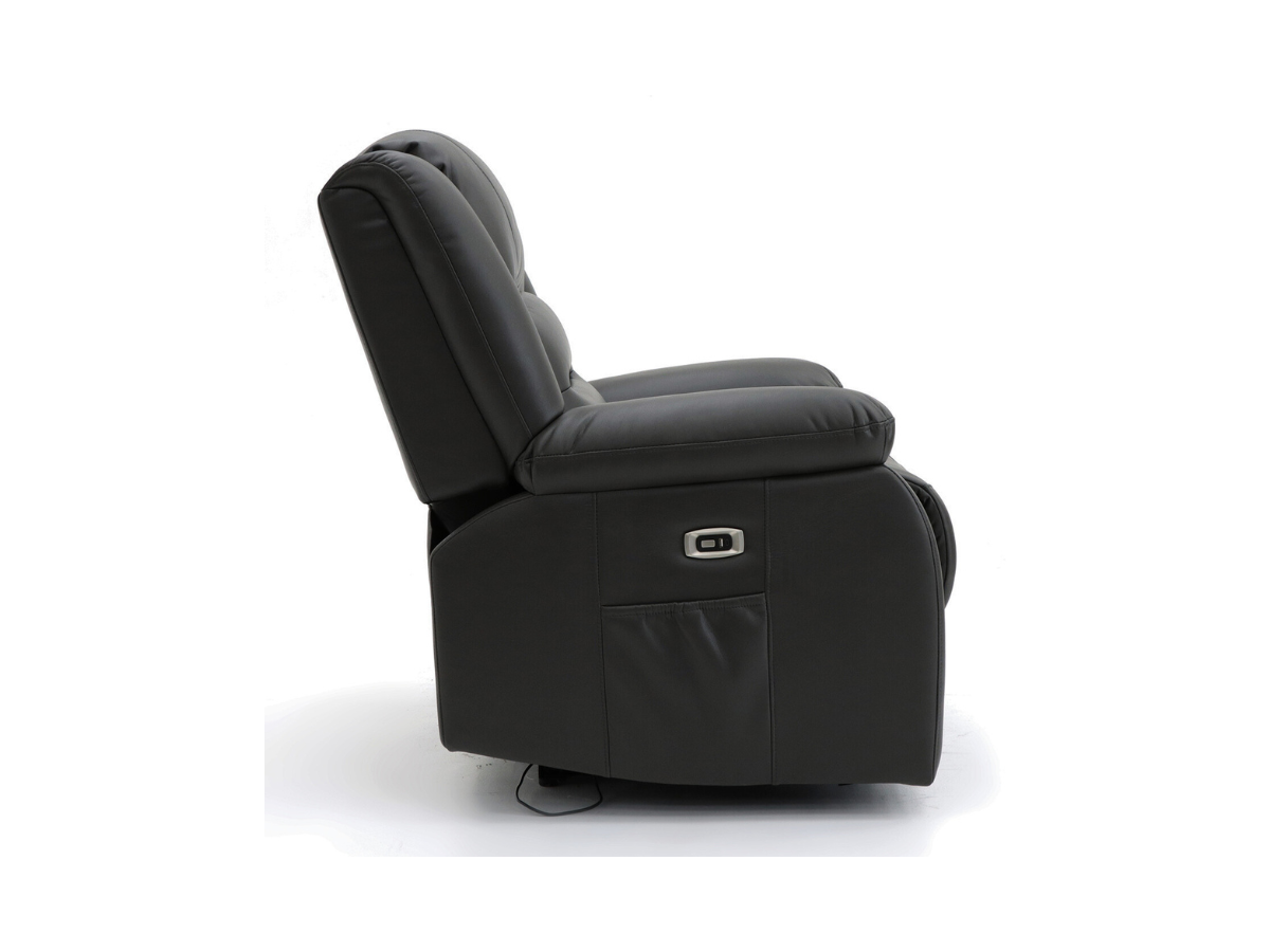 Vinson Electric Recliner Armchair Black Aire Leather with USB Port