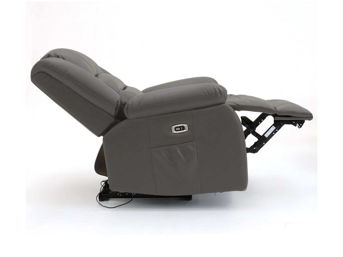 Vinson Electric Recliner Armchair Grey Faux Leather