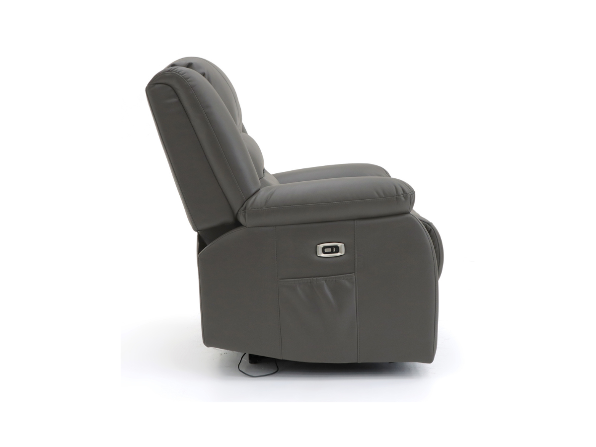 Vinson Electric Recliner Armchair Grey Faux Leather