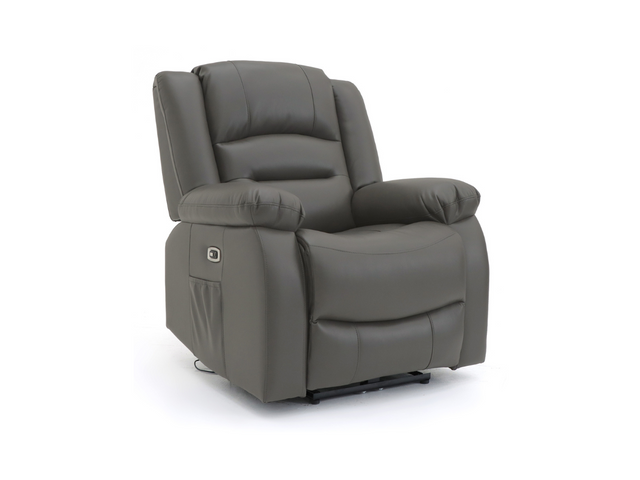Vinson Electric Recliner Armchair Grey Faux Leather