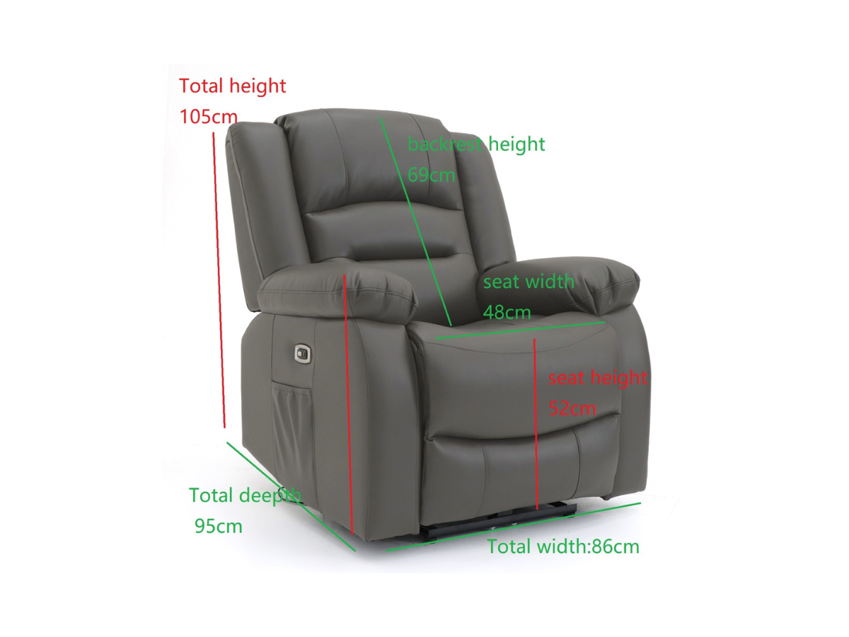 Vinson Electric Recliner Armchair Grey Faux Leather
