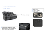 Vinson 3+2 Electric Recliner Sofa Set Grey Faux Leather