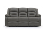 Vinson 3 Seater Electric Recliner Sofa Grey Aire Leather