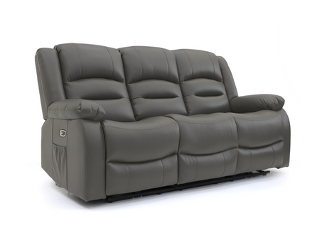 Vinson 3+2 Electric Recliner Sofa Set Grey Faux Leather 