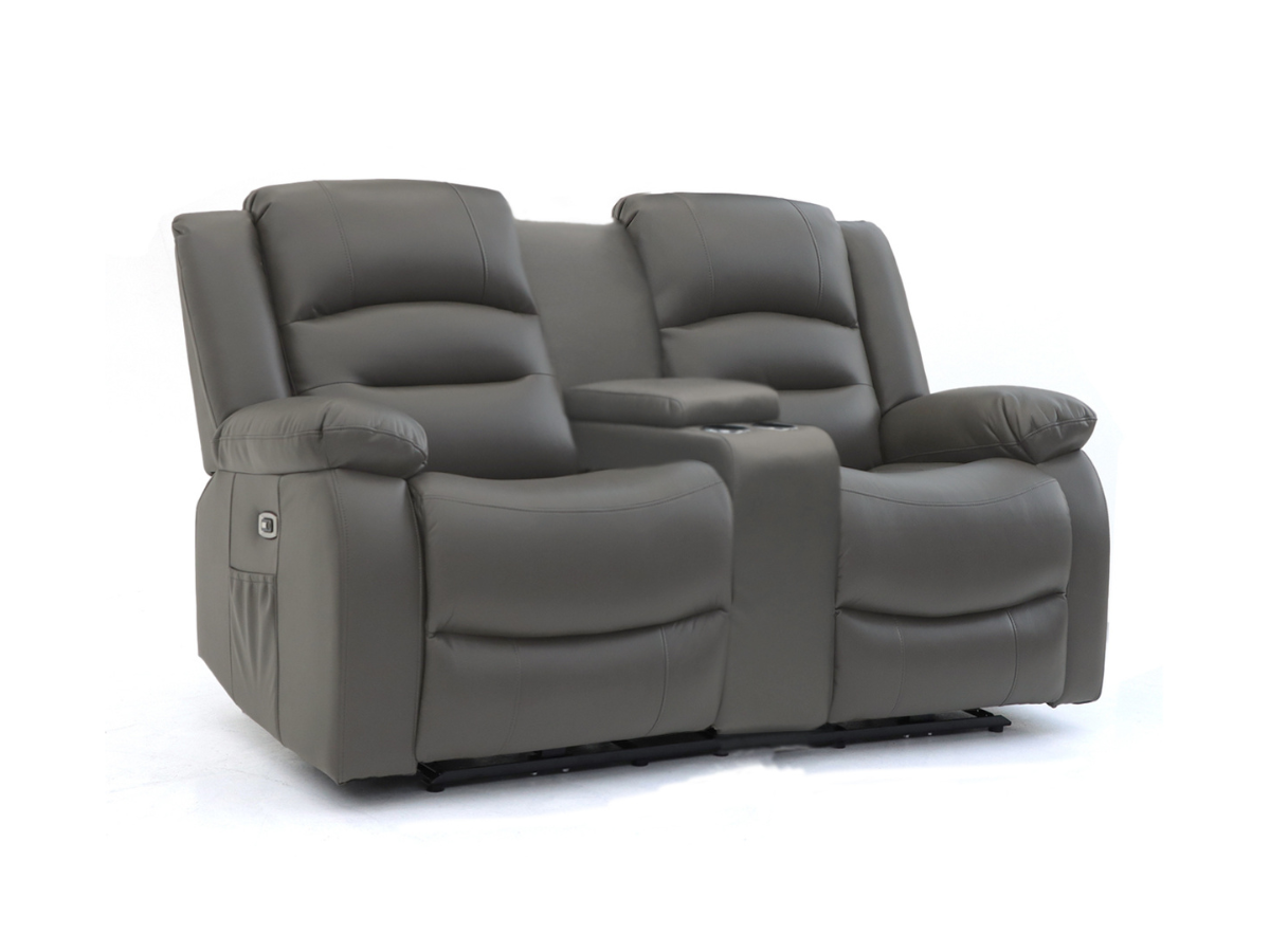 Vinson 3+2+1 Electric Recliner Sofa Set Grey Faux Leather