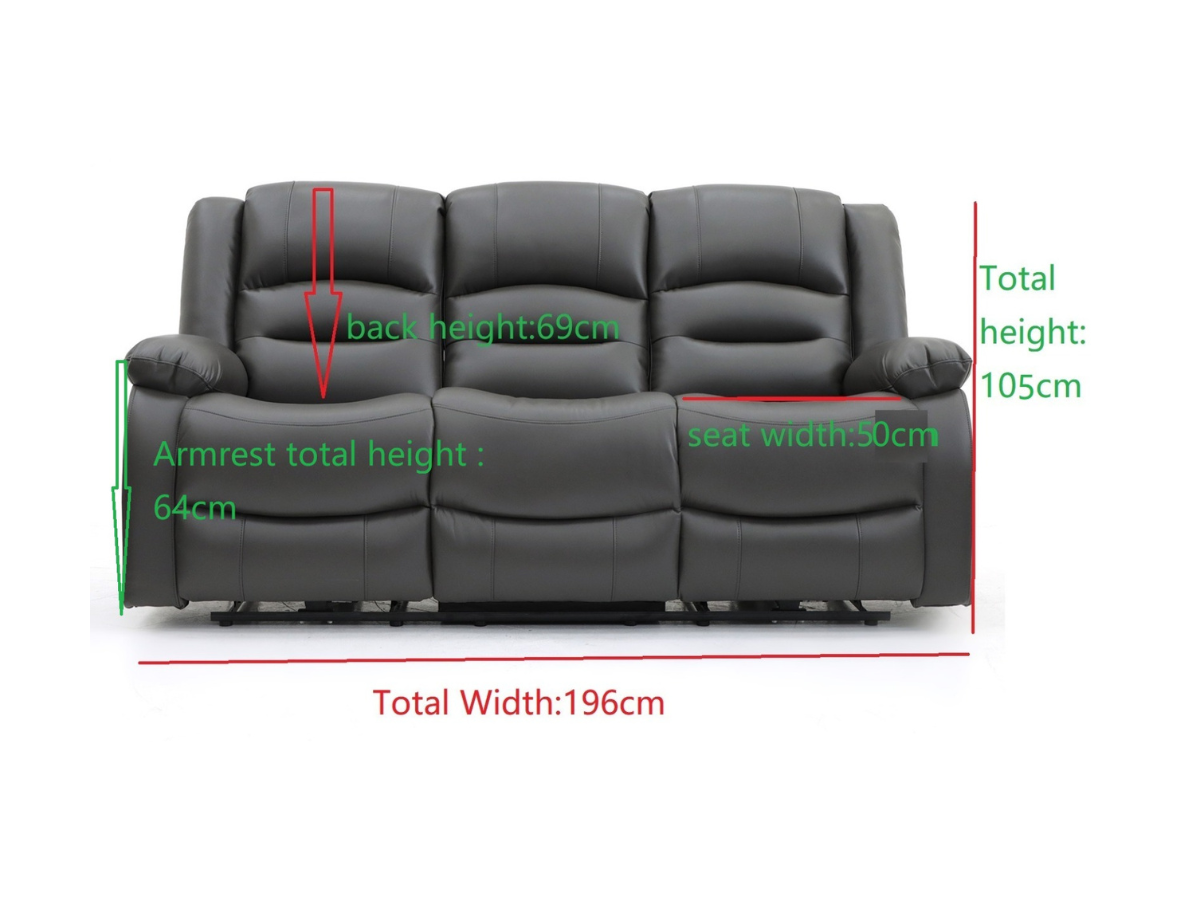 Vinson 3+2+1 Electric Recliner Sofa Set Grey Faux Leather
