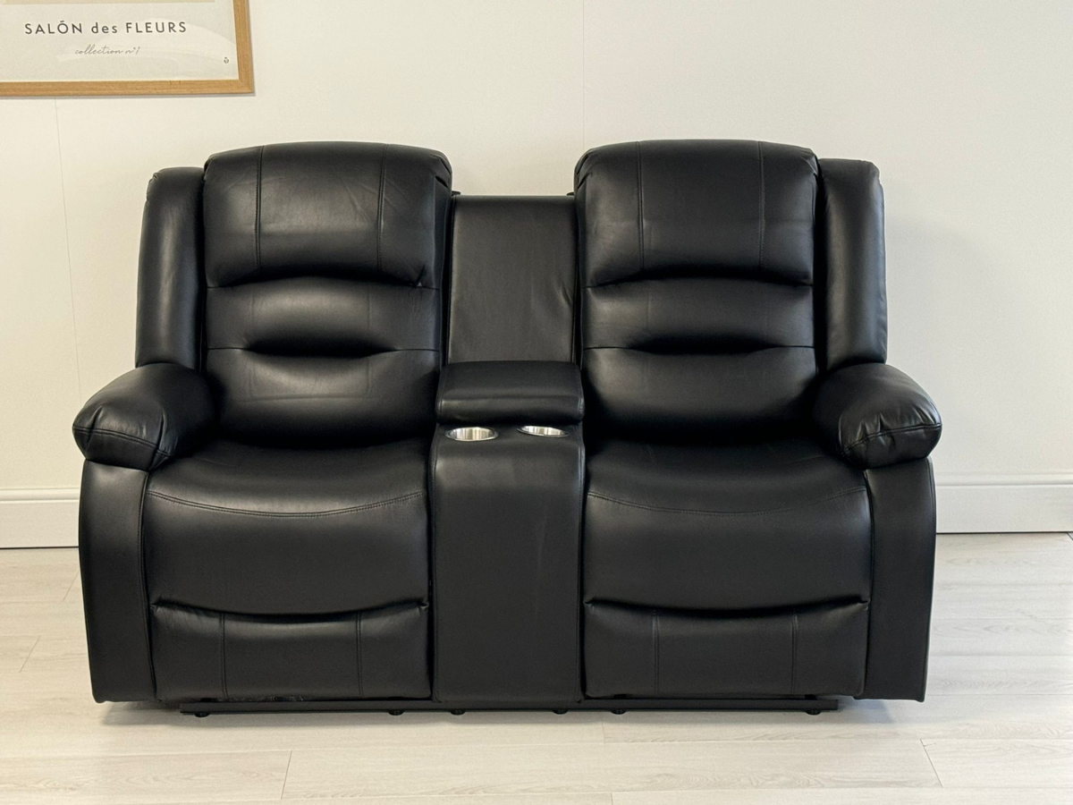 Vinson 2 Seater Electric Recliner Sofa Black Leather