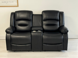 Vinson 2 Seater Electric Recliner Sofa Black Leather