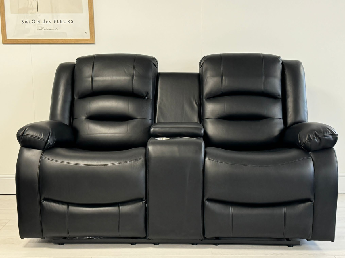 Vinson 2 Seater Electric Recliner Sofa Black Leather