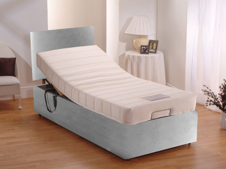 Adjustable Electric Bed Chenille With Memory Foam Mattress and Headboard Steel Grey