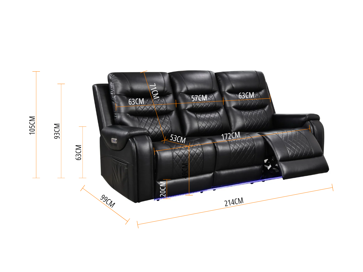 Forbes Recliner 3 Seater Sofa | Furniture Direct Online