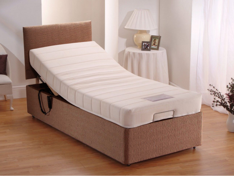 Adjustable Electric Bed Chenille With Memory Foam Mattress and Headboard Brown