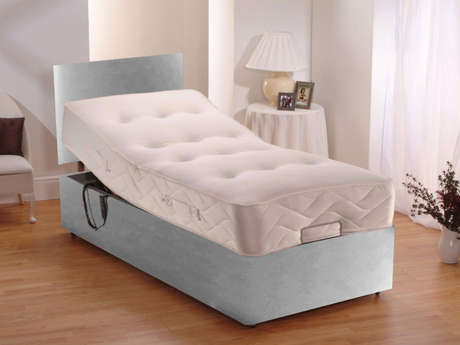 Adjustable Electric Bed Chenille With Pocket Mattress and Headboard Steel Grey