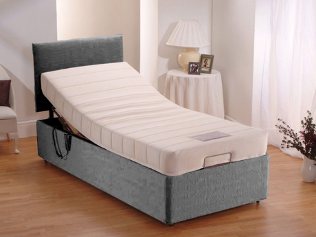 Adjustable Electric Bed Chenille With Memory Foam Mattress and Headboard Grey