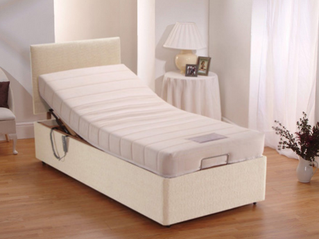 Adjustable Electric Bed Chenille With Memory Foam Mattress and Headboard Cream