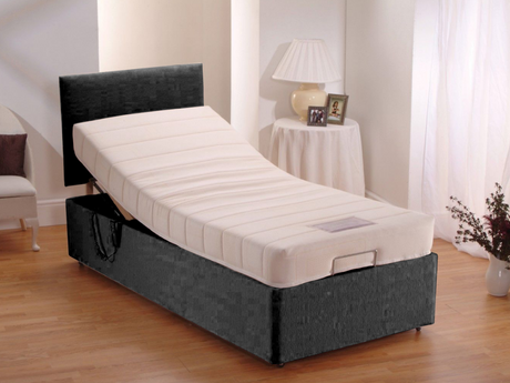 Adjustable Electric Bed Chenille With Memory Foam Mattress and Headboard Black