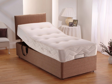Adjustable Electric Bed Chenille With Pocket Mattress and Headboard Brown