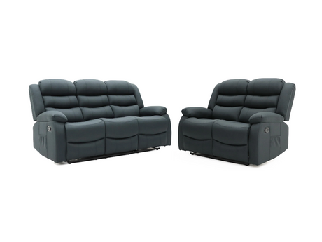 Sorrento 3+2 Recliner Sofa Set in Grey Chenille Fabric with Cupholders