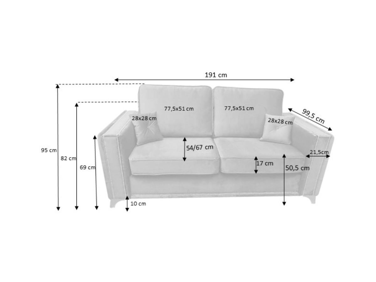 Alaska Grey 3+2 Sofa Set Full Back Measurements