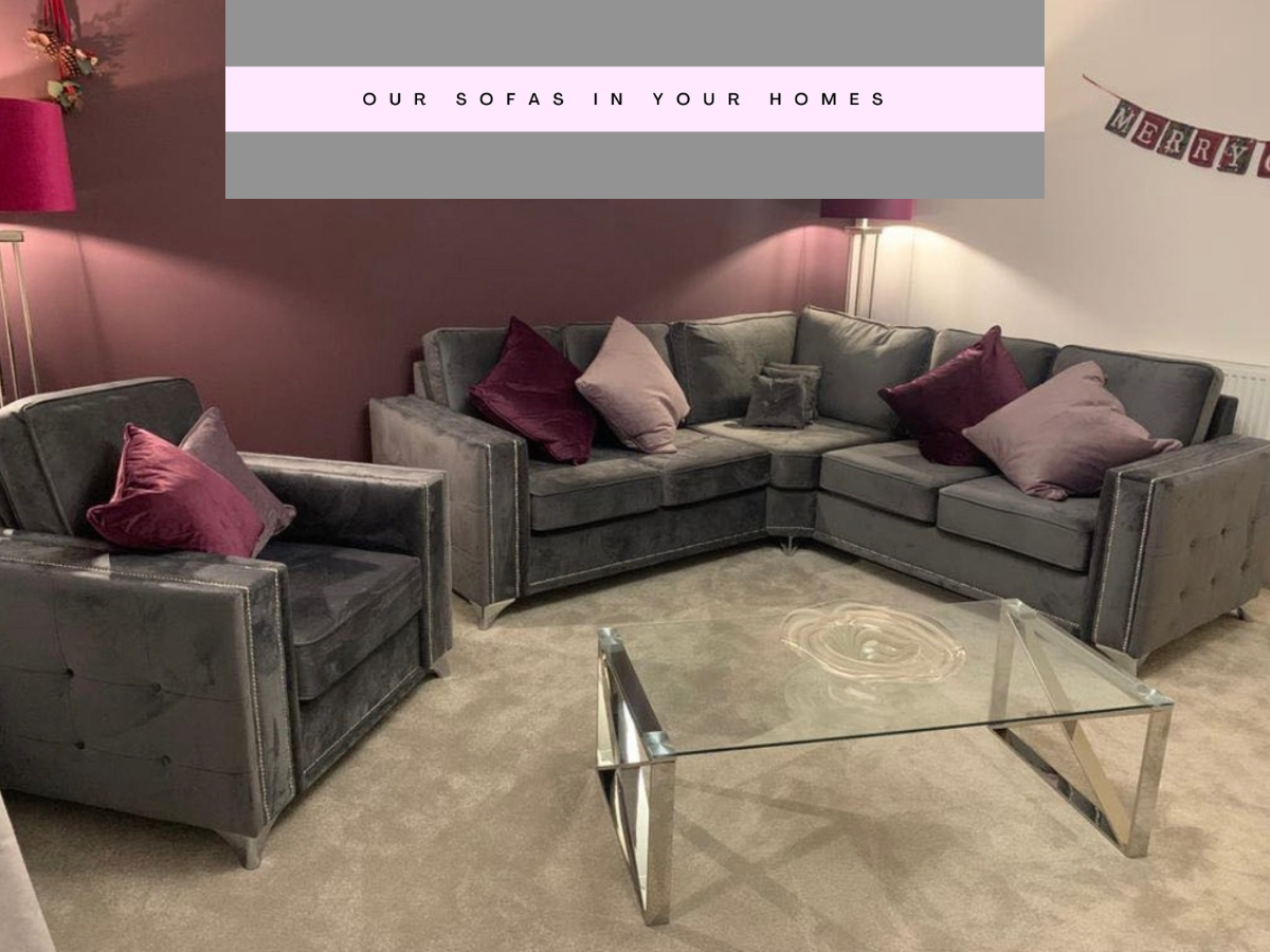 Corner sofa plush velvet deals