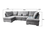 Belgravia U Shape Silver French Velvet Corner Sofa