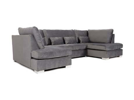 Belgravia U Shape Grey Velvet Corner Sofa