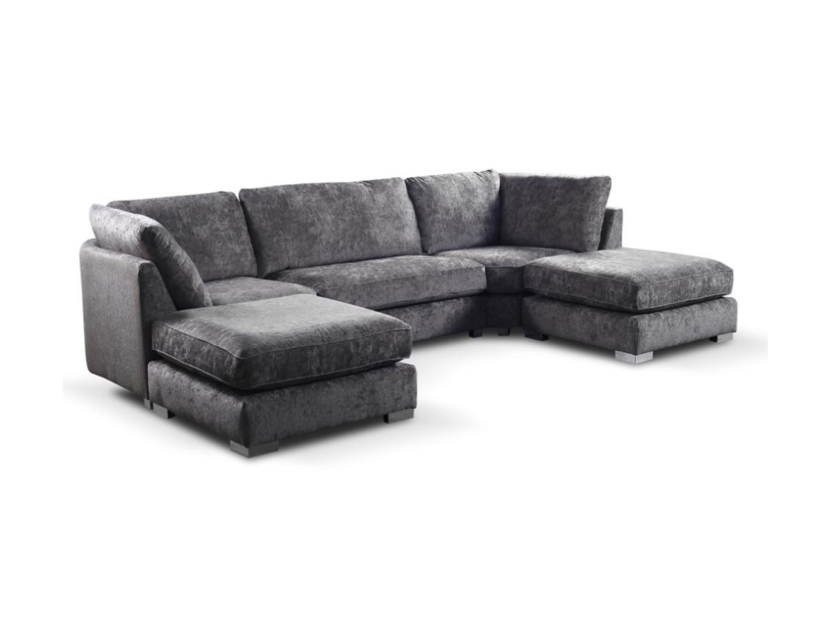 Bishop U Shaped Sofa Platinum Luxe Chenille