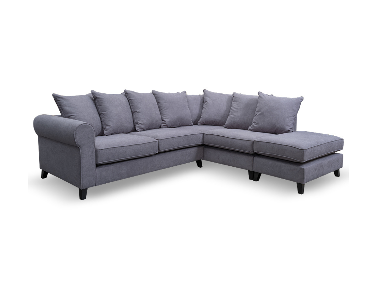 Capri Right Hand Corner Sofa Footstool Kensington Fabric Grey