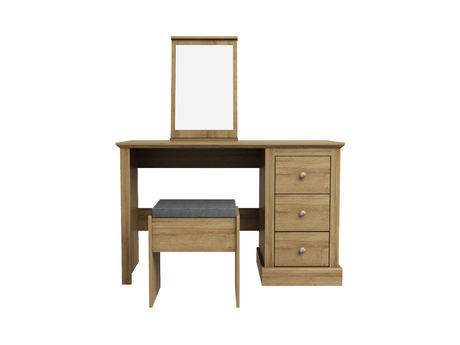 Devonshire Dressing Table Set With Mirror and Stool Oak