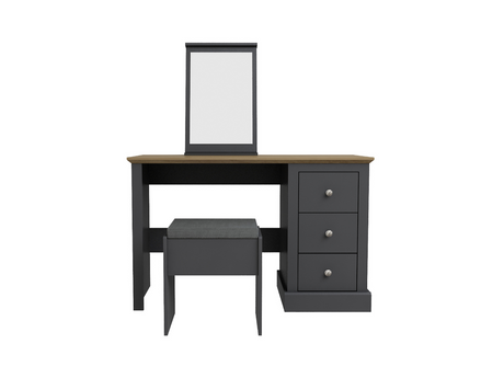 Devonshire Dressing Table Set With Mirror and Stool Charcoal