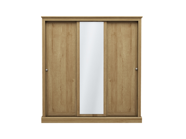 Devonshire Sliding Three Door Wardrobe Oak with Mirror