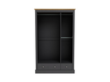 Devonshire Tree Door Wardrobe with Two Drawer Charcoal