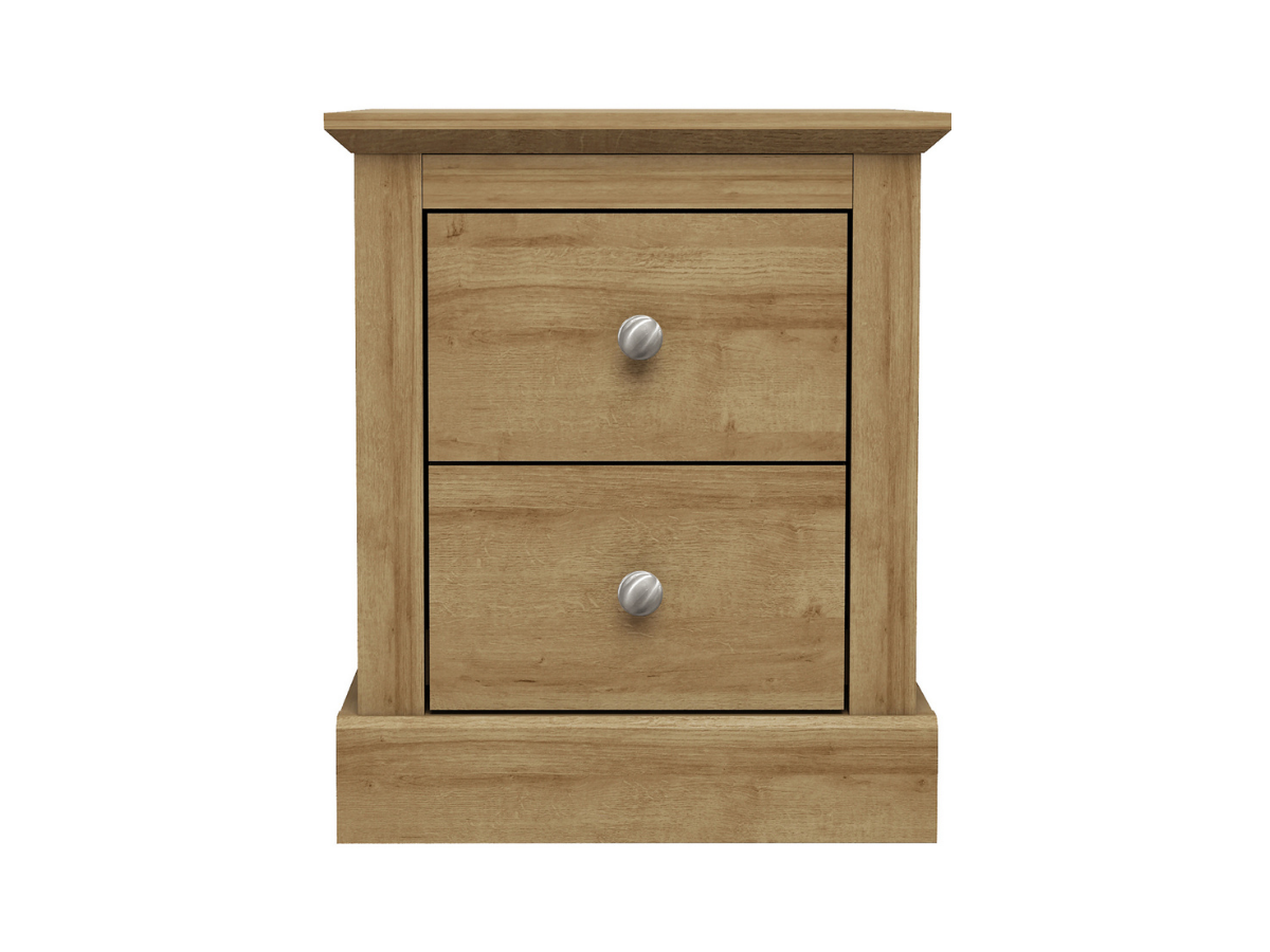 Devonshire Two Drawer Bedside Cabinet Oak